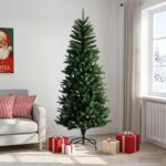 vidaXL Artificial Hinged Christmas Tree 210 cm PE a PVC Zelená