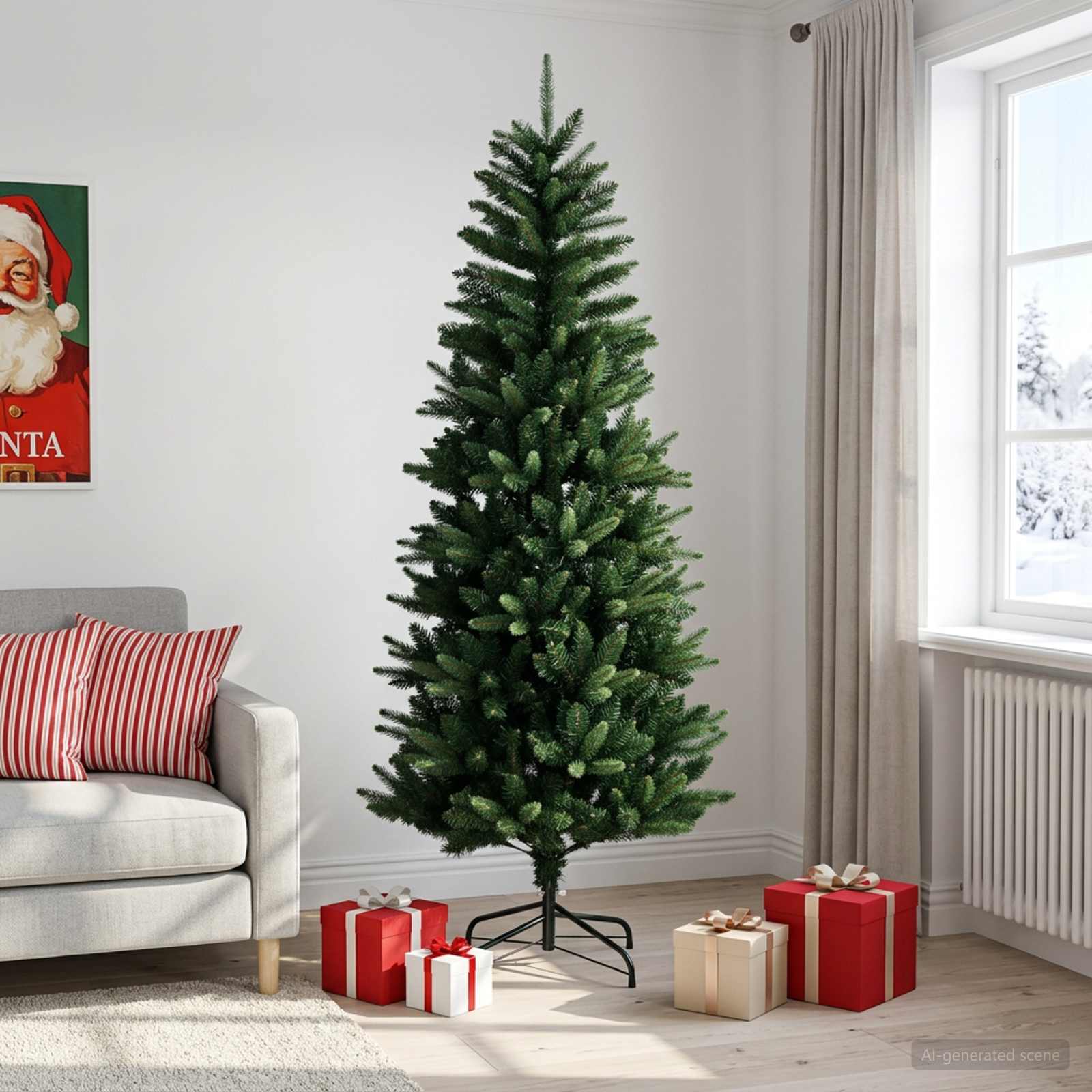 42052635_1.jpg vidaXL Artificial Hinged Christmas Tree 210 cm PE a PVC Zelená – Obrázok 1