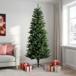 vidaXL Artificial Hinged Christmas Tree 240 cm PE a PVC Zelená