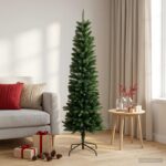 vidaXL Artificial Slim Christmas Tree 120 cm PE a PVC Zelená
