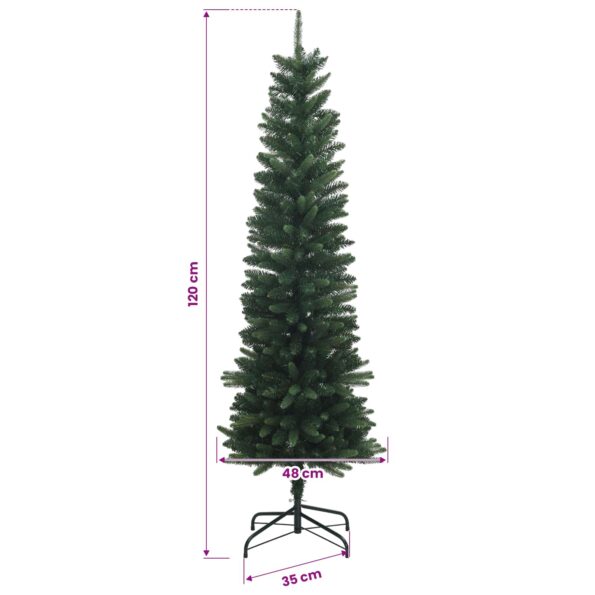 vidaXL Artificial Slim Christmas Tree 120 cm PE a PVC Zelená – Obrázok 5