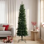 vidaXL Artificial Slim Christmas Tree 150 cm PE a PVC Zelená