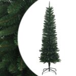 vidaXL Artificial Slim Christmas Tree 150 cm PE a PVC Zelená – Obrázok 2