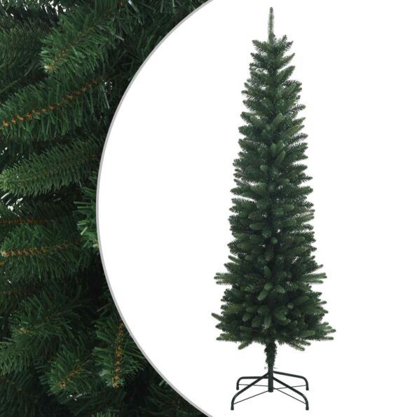 vidaXL Artificial Slim Christmas Tree 180 cm PE a PVC Zelená – Obrázok 2