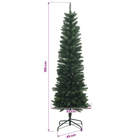 vidaXL Artificial Slim Christmas Tree 180 cm PE a PVC Zelená – Obrázok 5