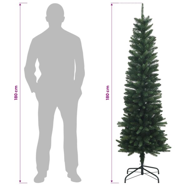 vidaXL Artificial Slim Christmas Tree 180 cm PE a PVC Zelená – Obrázok 6