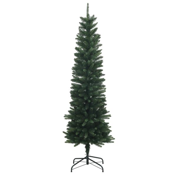 vidaXL Artificial Slim Christmas Tree 210 cm PE a PVC Zelená – Obrázok 3