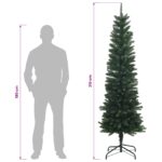 vidaXL Artificial Slim Christmas Tree 210 cm PE a PVC Zelená – Obrázok 6