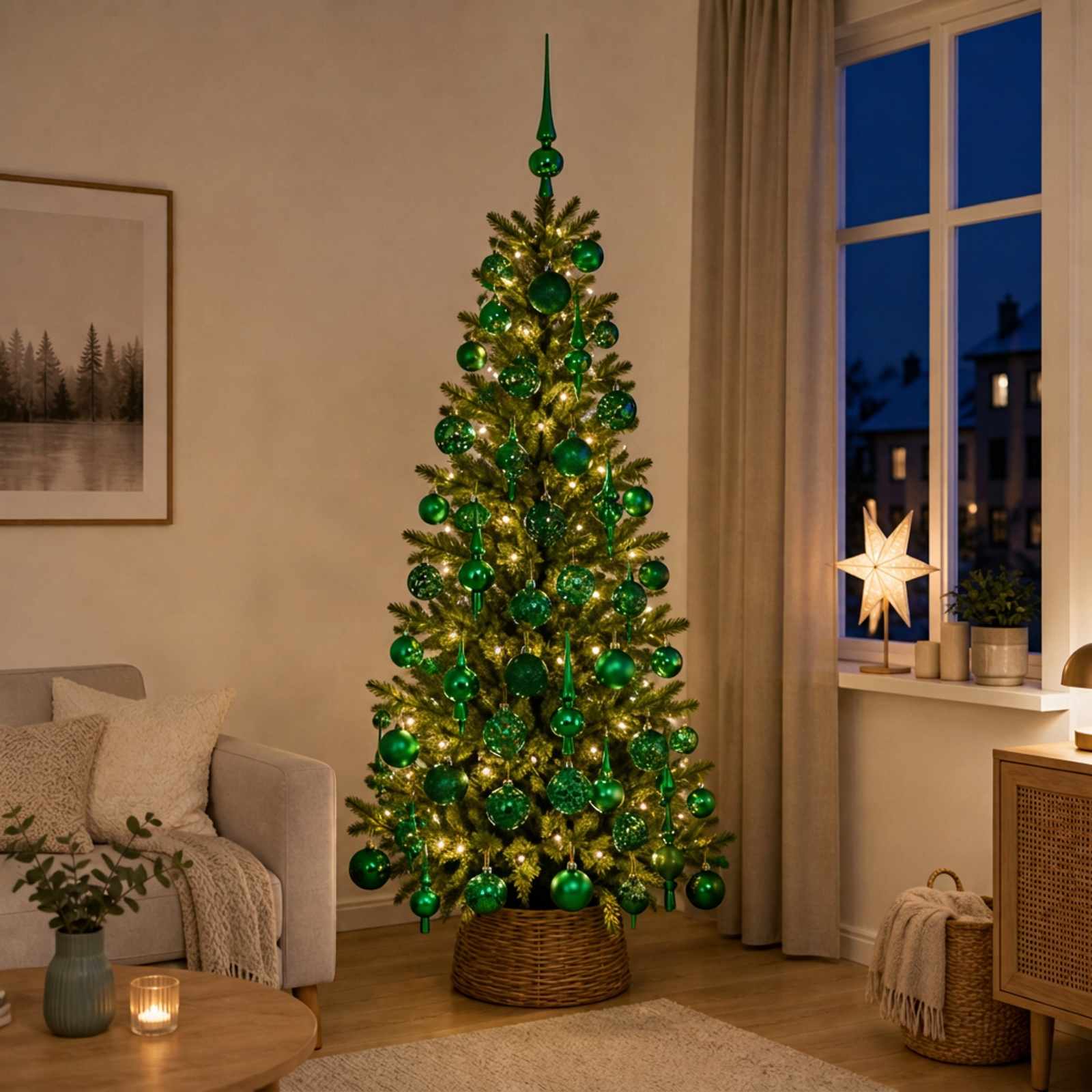 42053148_1.jpg vidaXL Súprava vianočných ozdôb 61 ks Zelená Ø 6 cm Plast 150 LED – Obrázok 1
