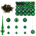 vidaXL Súprava vianočných ozdôb 61 ks Zelená Ø 6 cm Plast 150 LED – Obrázok 2