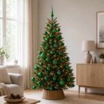 vidaXL Súprava vianočných ozdôb 61 ks Zelená Ø 6 cm Plast 150 LED – Obrázok 3