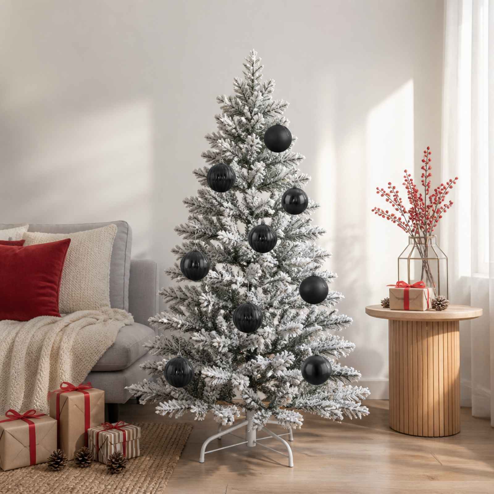 42053173_1.jpg vidaXL Vianočná guľa set XL 9 ks Čierna Ø 15 cm Plast – Obrázok 1