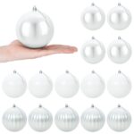 vidaXL Vianočná guľa set XL 15 ks Biela Priem. 10 cm Plast – Obrázok 2