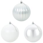 vidaXL Vianočná guľa set XL 15 ks Biela Priem. 10 cm Plast – Obrázok 3