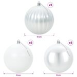 vidaXL Vianočná guľa set XL 15 ks Biela Priem. 10 cm Plast – Obrázok 5