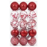 vidaXL Sada vianočných gúľ 30 ks Červená Ø 6 cm PET – Obrázok 3