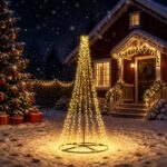 vidaXL LED vianočný stromček 235 cm 1000 LED Teplá biela Oceľ Čierna