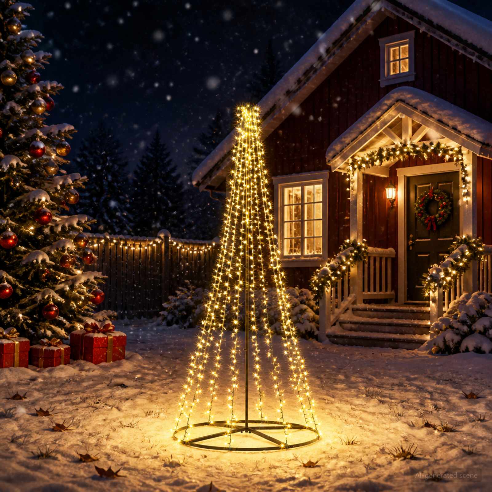 42053564_1.jpg vidaXL LED vianočný stromček 235 cm 1000 LED Teplá biela Oceľ Čierna – Obrázok 1