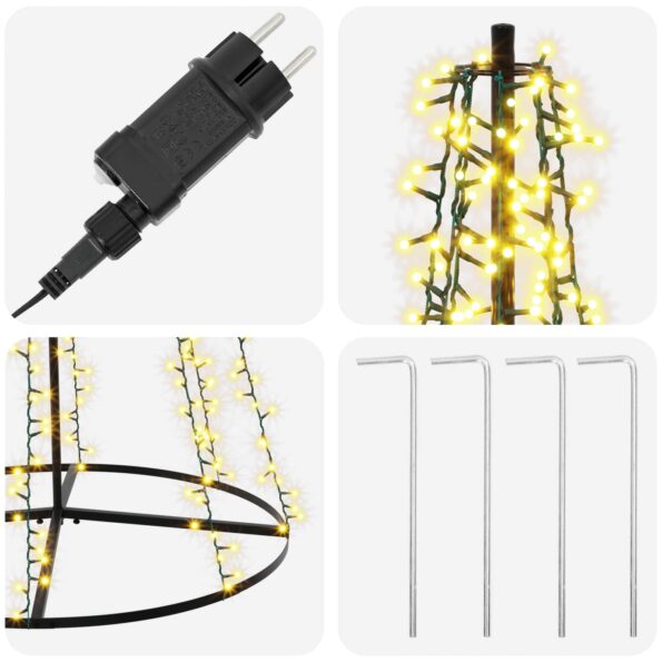 vidaXL LED vianočný stromček 235 cm 1000 LED Teplá biela Oceľ Čierna – Obrázok 4