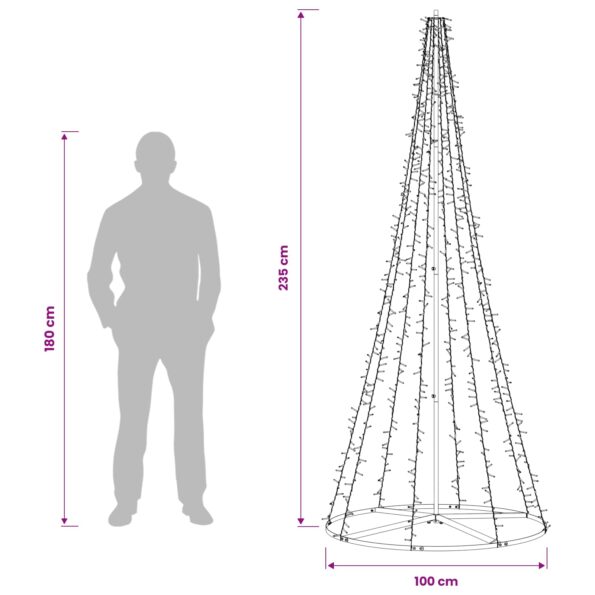 vidaXL LED vianočný stromček 235 cm 1000 LED Teplá biela Oceľ Čierna – Obrázok 5