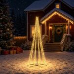 vidaXL LED vianočný stromček 285 cm 1550 LED Teplá biela Oceľ Čierna