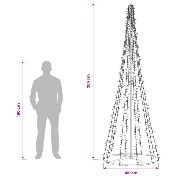 vidaXL LED vianočný stromček 285 cm 1550 LED Teplá biela Oceľ Čierna – Obrázok 5