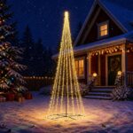 vidaXL LED vianočný stromček 485 cm 3000 LED Teplá biela Oceľ Čierna