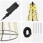 vidaXL LED vianočný stromček 485 cm 3000 LED Teplá biela Oceľ Čierna – Obrázok 4