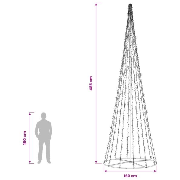 vidaXL LED vianočný stromček 485 cm 3000 LED Teplá biela Oceľ Čierna – Obrázok 5