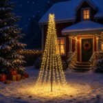 vidaXL LED vianočný stromček 235 cm 1000 LED Teplá biela Oceľ Čierna