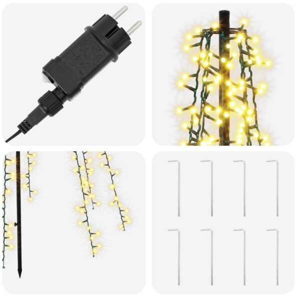 vidaXL LED vianočný stromček 235 cm 1000 LED Teplá biela Oceľ Čierna – Obrázok 4