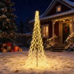 vidaXL LED vianočný stromček 285 cm 1550 LED Teplá biela Oceľ Čierna