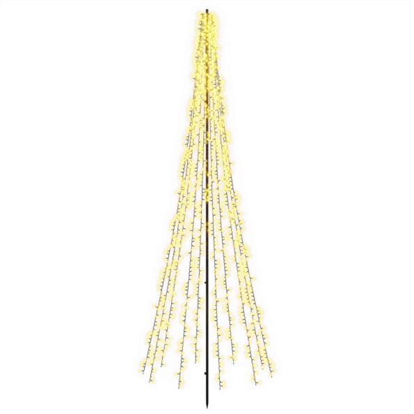 vidaXL LED vianočný stromček 285 cm 1550 LED Teplá biela Oceľ Čierna – Obrázok 2