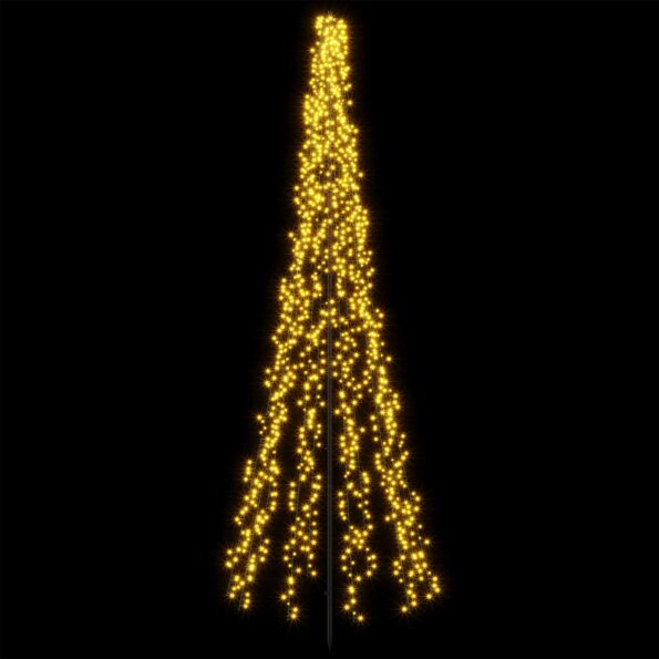 vidaXL LED vianočný stromček 285 cm 1550 LED Teplá biela Oceľ Čierna – Obrázok 3