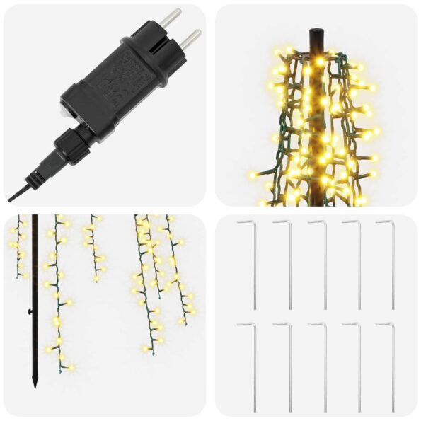 vidaXL LED vianočný stromček 285 cm 1550 LED Teplá biela Oceľ Čierna – Obrázok 4