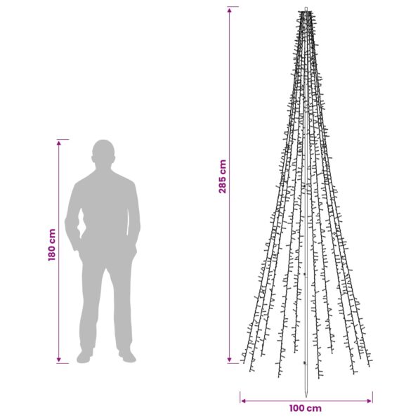 vidaXL LED vianočný stromček 285 cm 1550 LED Teplá biela Oceľ Čierna – Obrázok 5