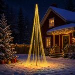 vidaXL LED vianočný stromček 485 cm 3000 LED Teplá biela Oceľ Čierna