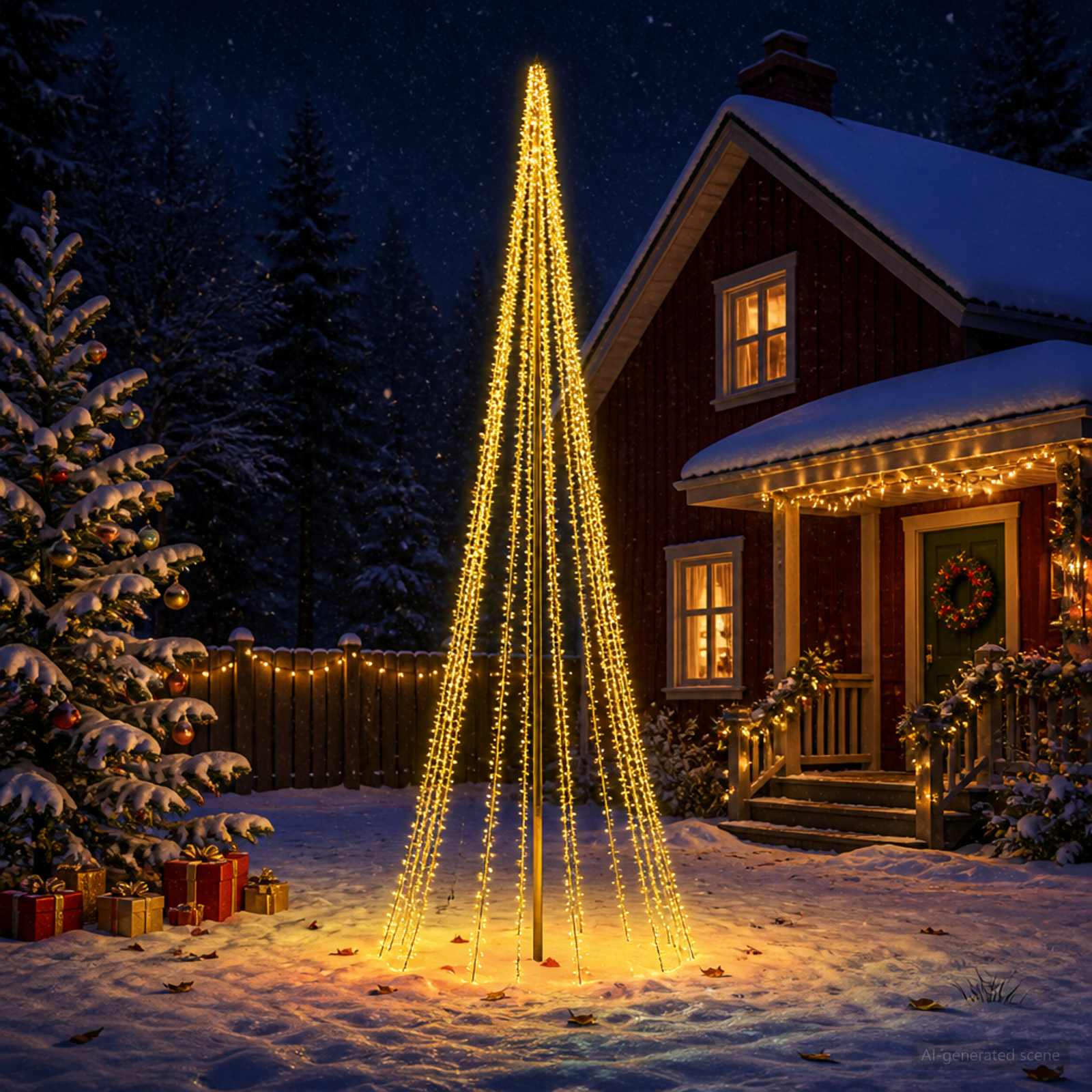 42053572_1.jpg vidaXL LED vianočný stromček 485 cm 3000 LED Teplá biela Oceľ Čierna – Obrázok 1