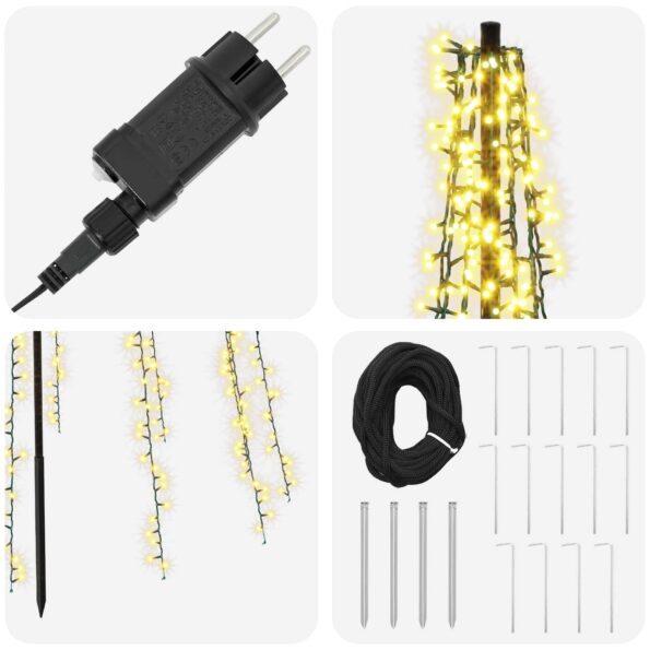 vidaXL LED vianočný stromček 485 cm 3000 LED Teplá biela Oceľ Čierna – Obrázok 4