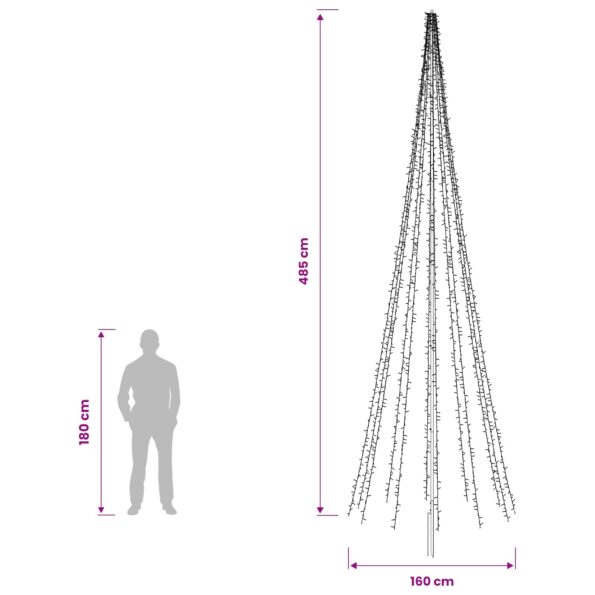 vidaXL LED vianočný stromček 485 cm 3000 LED Teplá biela Oceľ Čierna – Obrázok 5