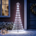 vidaXL LED vianočný stromček 180 cm 230 LED Studená biela Železo