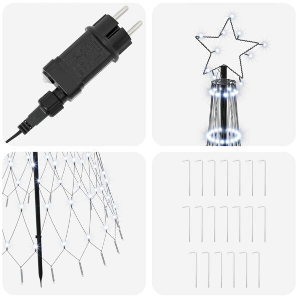 vidaXL LED vianočný stromček 180 cm 230 LED Studená biela Železo – Obrázok 4
