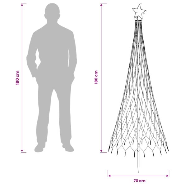 vidaXL LED vianočný stromček 180 cm 230 LED Studená biela Železo – Obrázok 5
