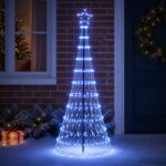 vidaXL LED vianočný stromček 180 cm 230 LED Modrá Železo Čierna