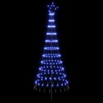 vidaXL LED vianočný stromček 180 cm 230 LED Modrá Železo Čierna – Obrázok 3