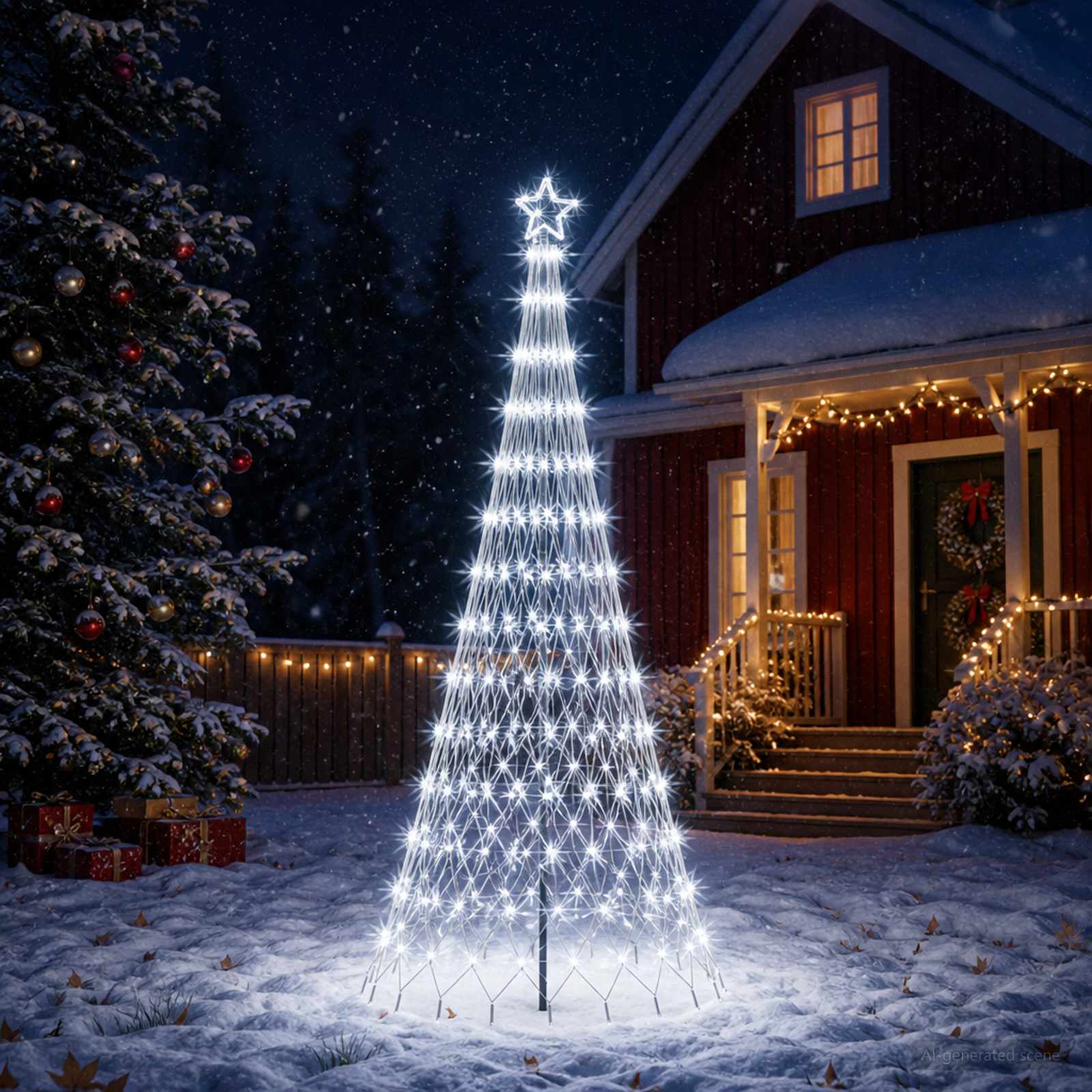 42053598_1.jpg vidaXL LED vianočný stromček 250 cm 290 LED Studená biela Železo – Obrázok 1