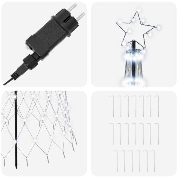 vidaXL LED vianočný stromček 250 cm 290 LED Studená biela Železo – Obrázok 4