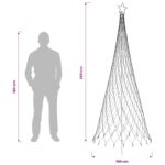 vidaXL LED vianočný stromček 250 cm 290 LED Modrá Železo Čierna – Obrázok 5