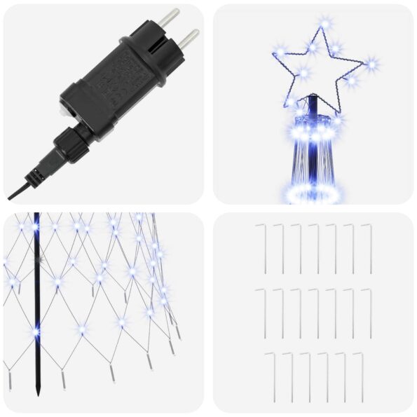 vidaXL LED vianočný stromček 300 cm 350 LED Modrá Železo Čierna – Obrázok 4