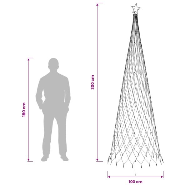 vidaXL LED vianočný stromček 300 cm 350 LED Modrá Železo Čierna – Obrázok 5